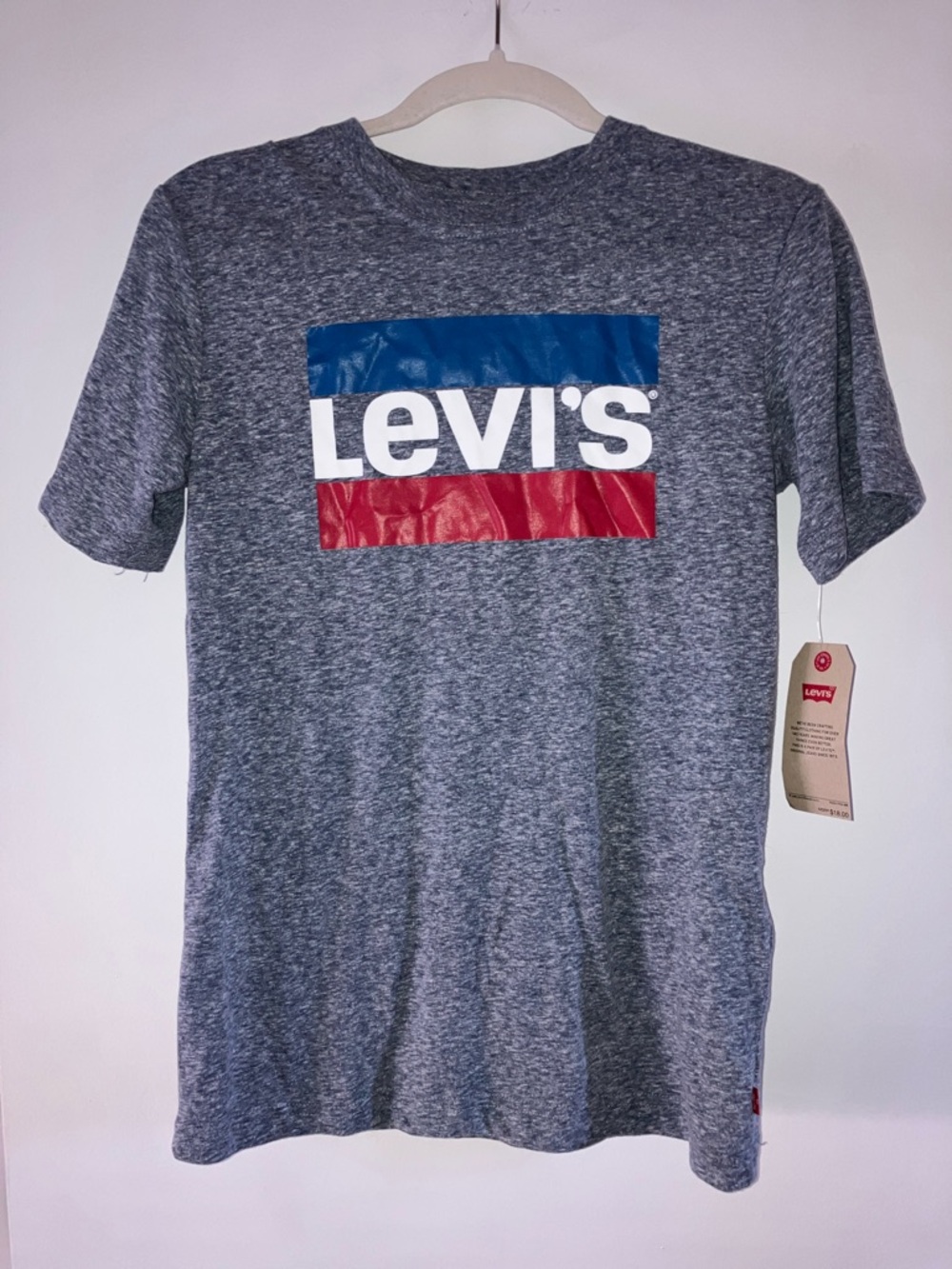 Kids Boys Heather gray Levi’s Logo Tee Shirt Sz L 12-13 Y NWT